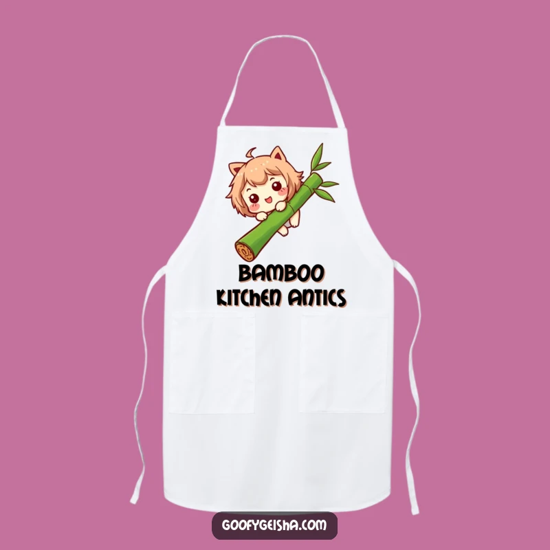 Funny Bamboo Chef Apron: Sliding Character Kitchen Fun, Best Funny Gift for Cooks
