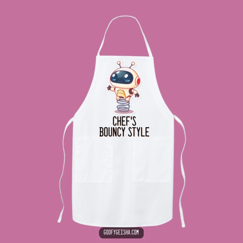 Funny Robot Apron: Bouncy Spring Action, Perfect Gift for Curious Cooks