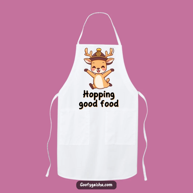 Funny Deer Jump Apron: Happy Chef Character, Perfect Funny Gift