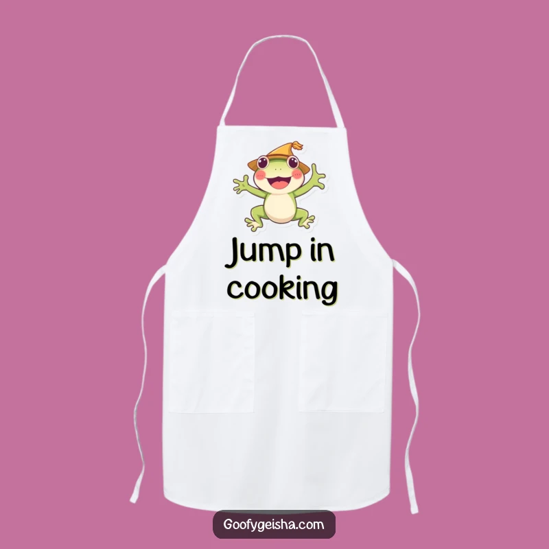 Funny Frog Jumping Apron: Cheerful Character, Perfect Party Gift!