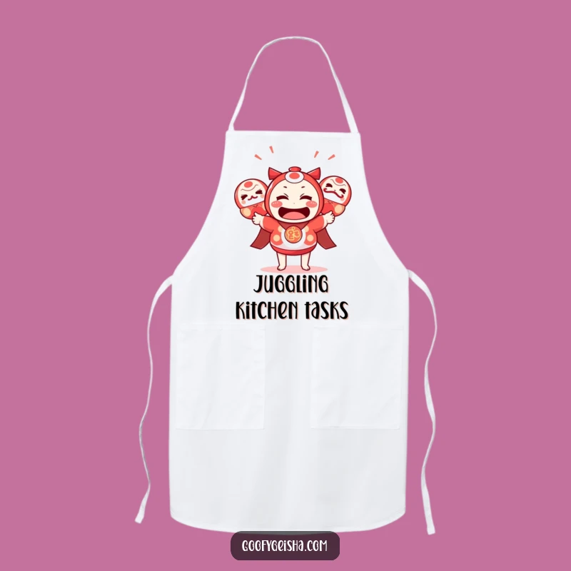 Funny Kawaii Juggling Chef Apron: Hilarious Kitchen Multi-Tasker Wear
