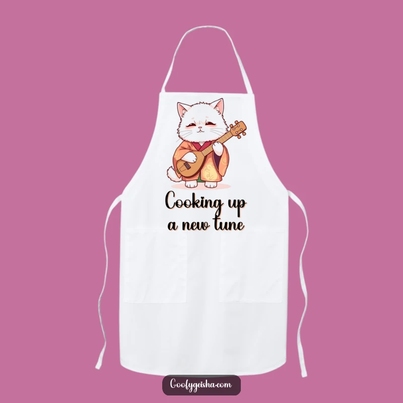 Funny Kitchen Kimono Cat Apron: Shamisen Player, Chef's Funny Gift