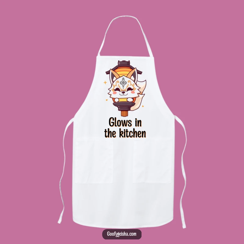 Funny Kitsune Apron - Masked Character Lantern Kitchen Fun Gift