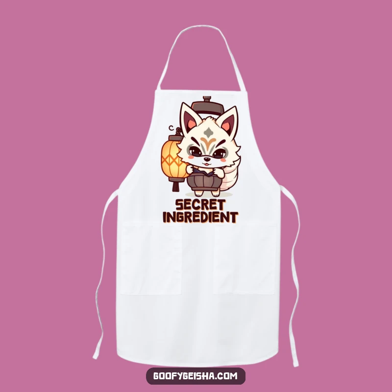 Funny Kitsune Mask Apron: Playful Peeking Character for Kitchen Shenanigans