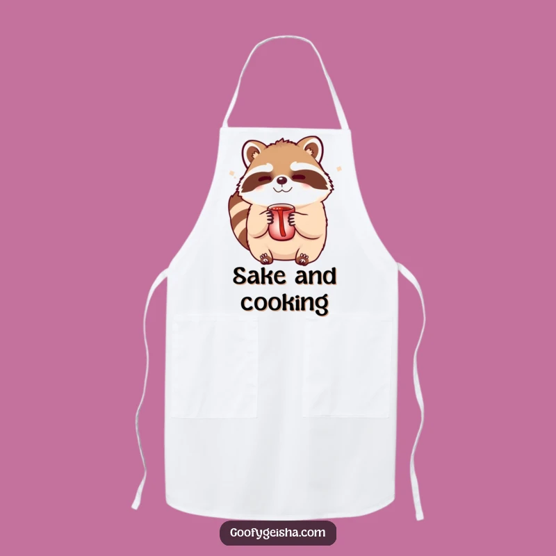 Funny Tanuki Sake Apron: Winking Chef Character Wear, Practical Funny Gift