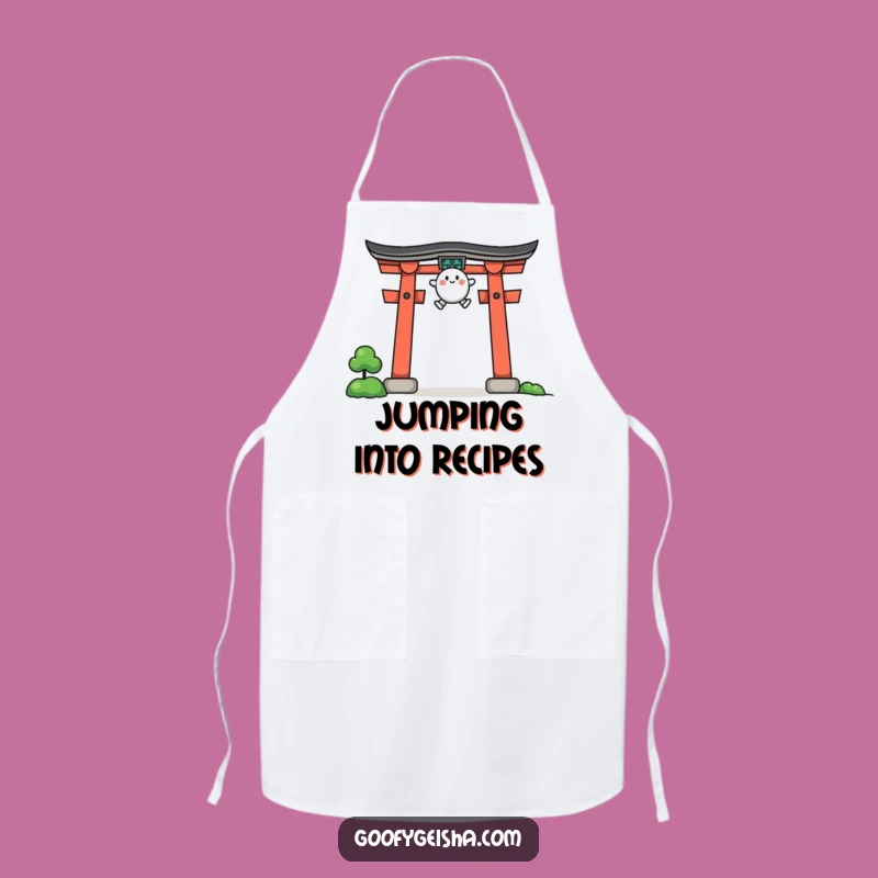 Funny Jumping Character Apron Torii Gate Kitchen Adventure