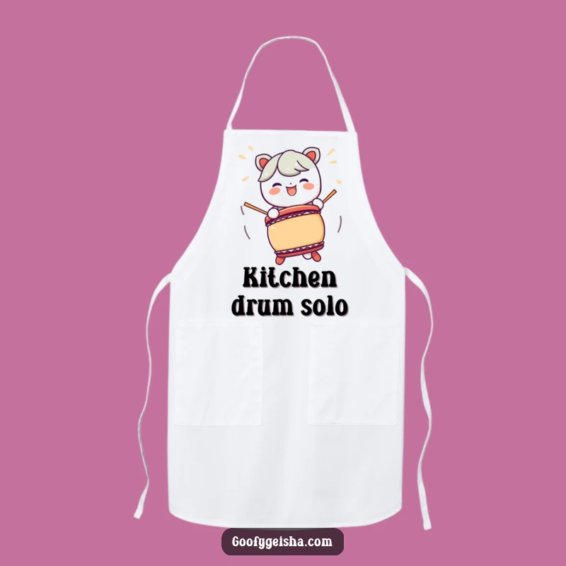 Funny Kawaii Taiko Drum Apron: Energetic Character for Kitchen Rhythms