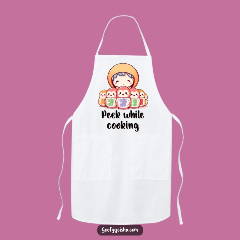 Funny Daruma Chef Apron - Cook with Curiosity