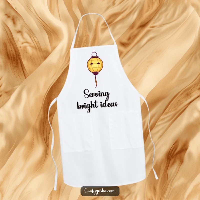 Funny Paper Lantern Apron: A cheerful paper lantern character floats upward, bringing joy to kitchen tasks as a unique cooking accessory.