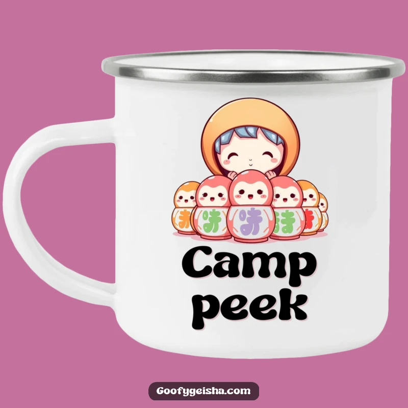 Funny Daruma Camp Mug - Peek into Adventure