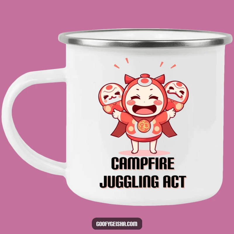 Funny Kawaii Juggler Campfire Mug: Hilarious Outdoor Sipware