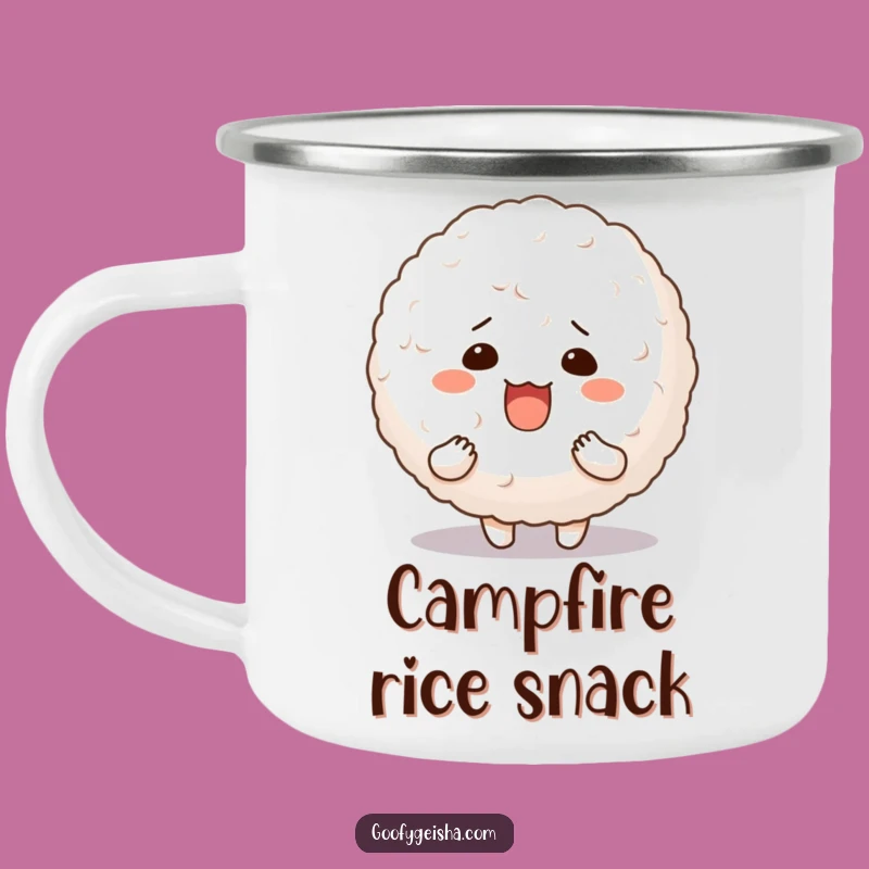 Funny Rice Ball Camping Mug Silly Character Bouncy Outdoor