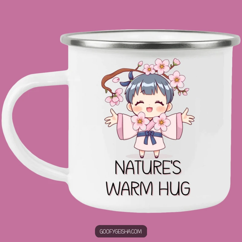 Funny Blossom Camper Mug: Embracing Character, Perfect Funny Gift for Outdoors
