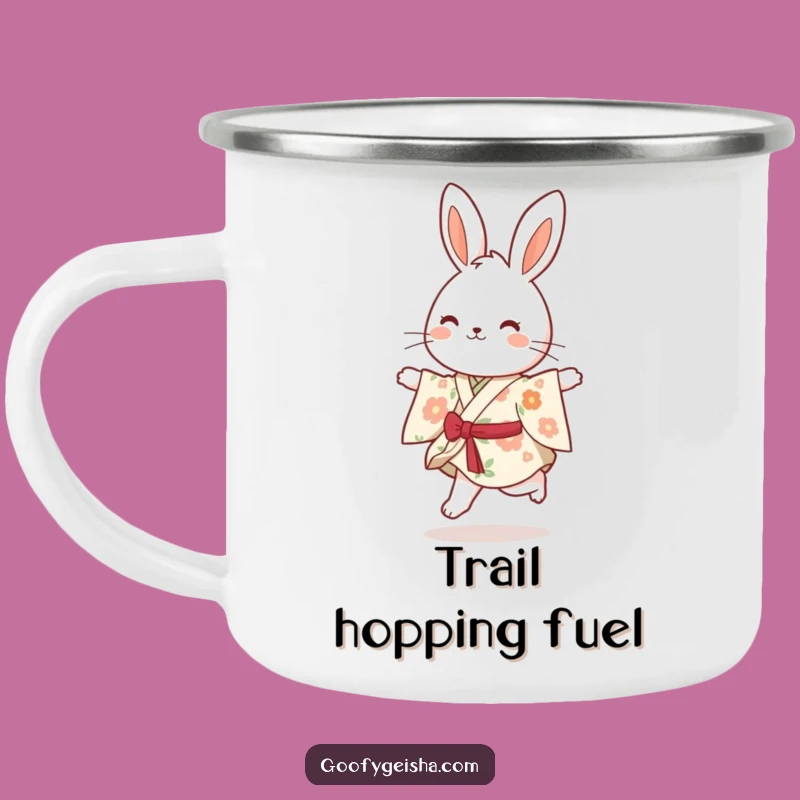 Funny Bunny Kimono Camping Mug: Outdoor Bouncing Fun, Unique Humorous Gift
