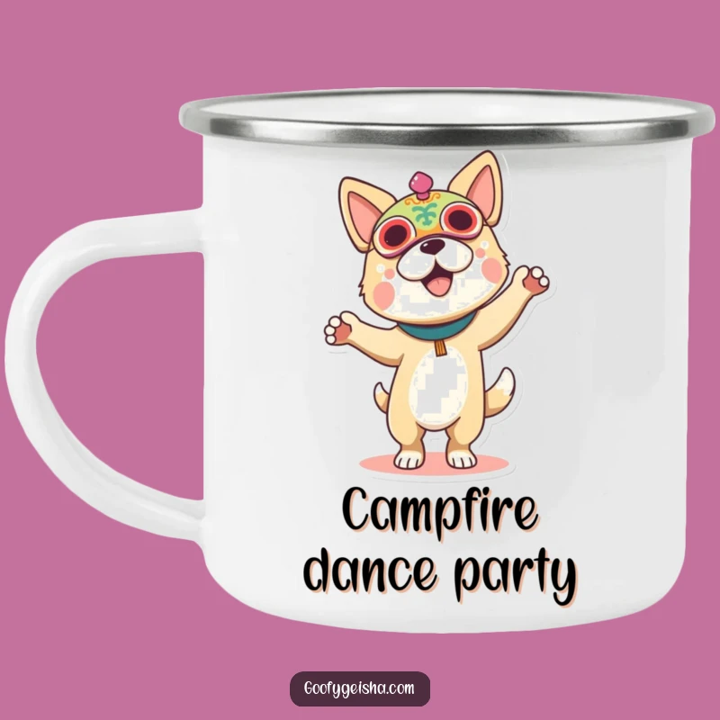 Funny Dog Festival Mask Camping Mug: Adventure Fuel for the Dancing Soul