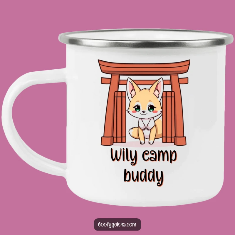 Funny Kitsune Fox Camping Mug: Trailside Trickster, Grinning Camp Gift!