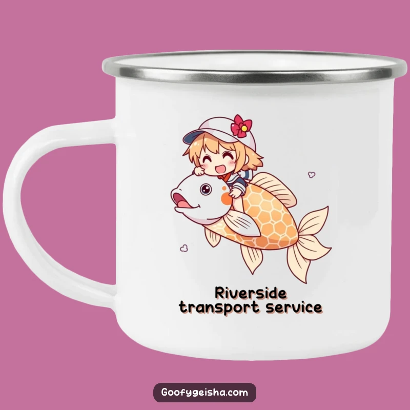 Funny Koi Rider Camping Mug: Outdoor Adventure Companion, Unique Funny Camp Gift