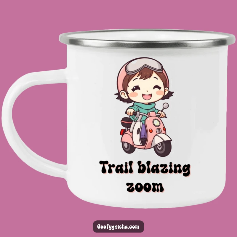 Funny Scooter Camper Mug: Cheerful Grin Rider, Perfect Funny Gift for Outdoors