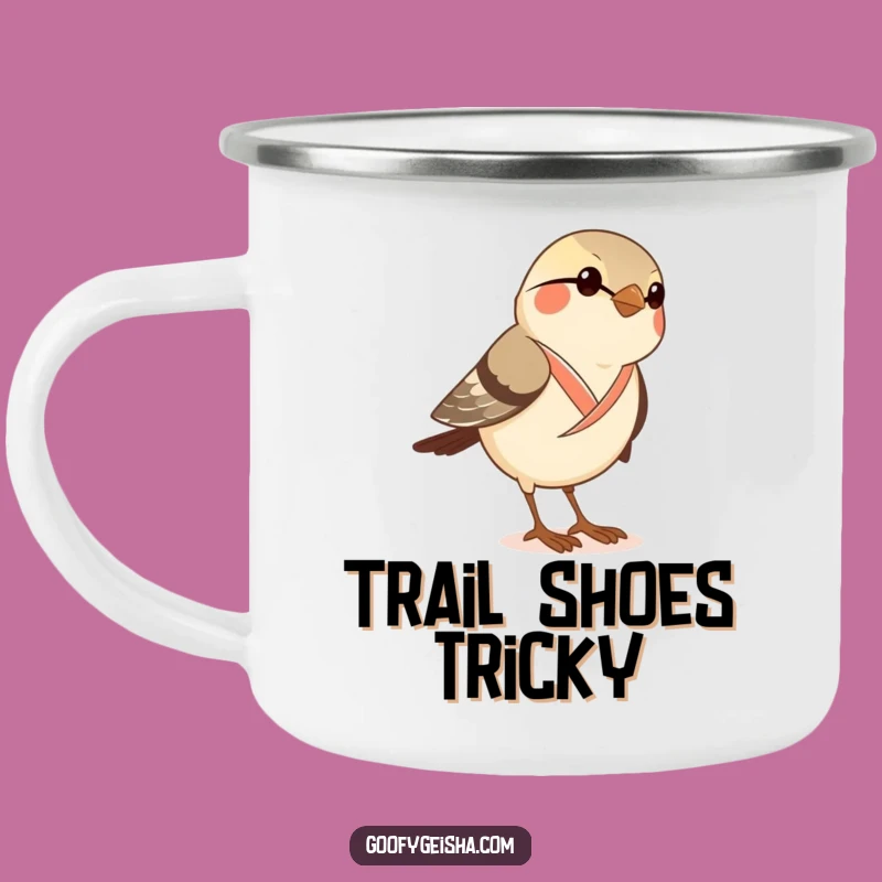Funny Sparrow Kimono Camping Mug - Quirky Geta Sandal Adventure Cup Gift