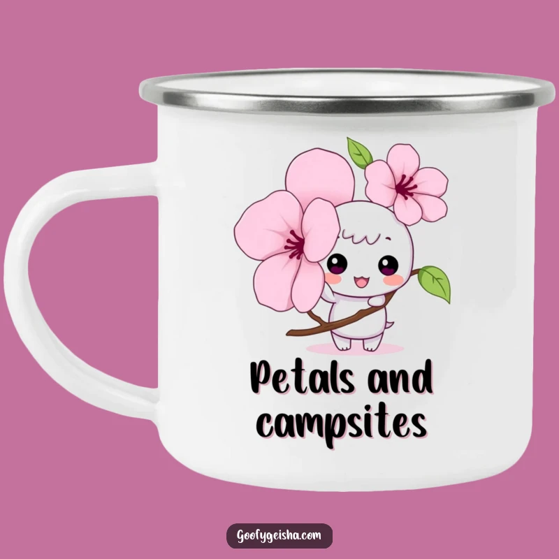 Funny Kawaii Camping Mug: Blossom Tap Adventure Gift