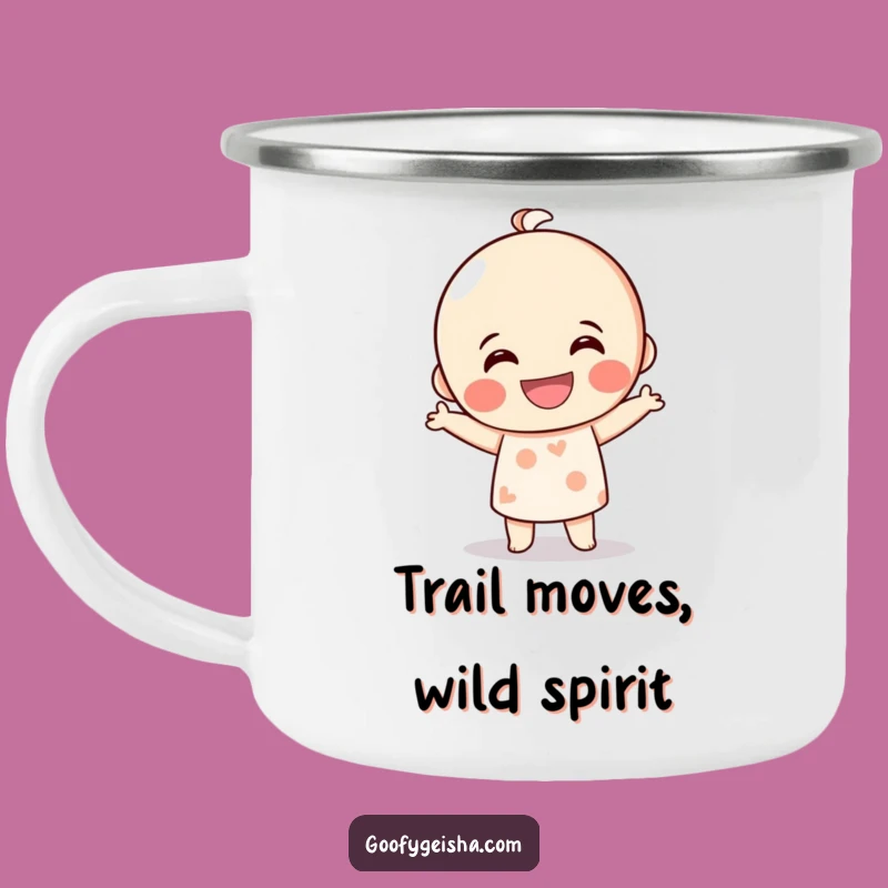 Funny Kokeshi Doll Dance Camping Mug: Adventure with a Smile