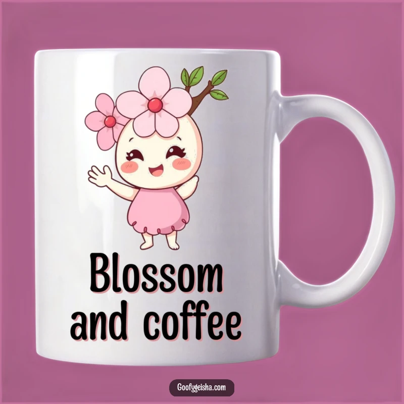 Funny Cherry Blossom Mug: Cheerful Greetings for Your Morning Brew