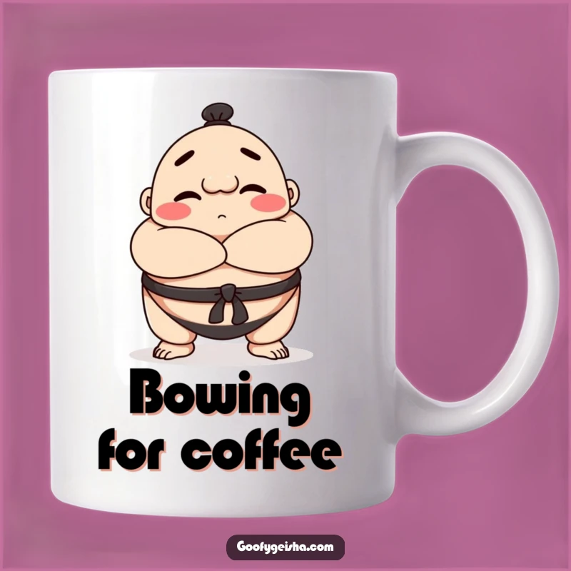 Funny Sumo Wrestler Mug: Happy Bowing Character, Perfect Gift for Wrestling Fans