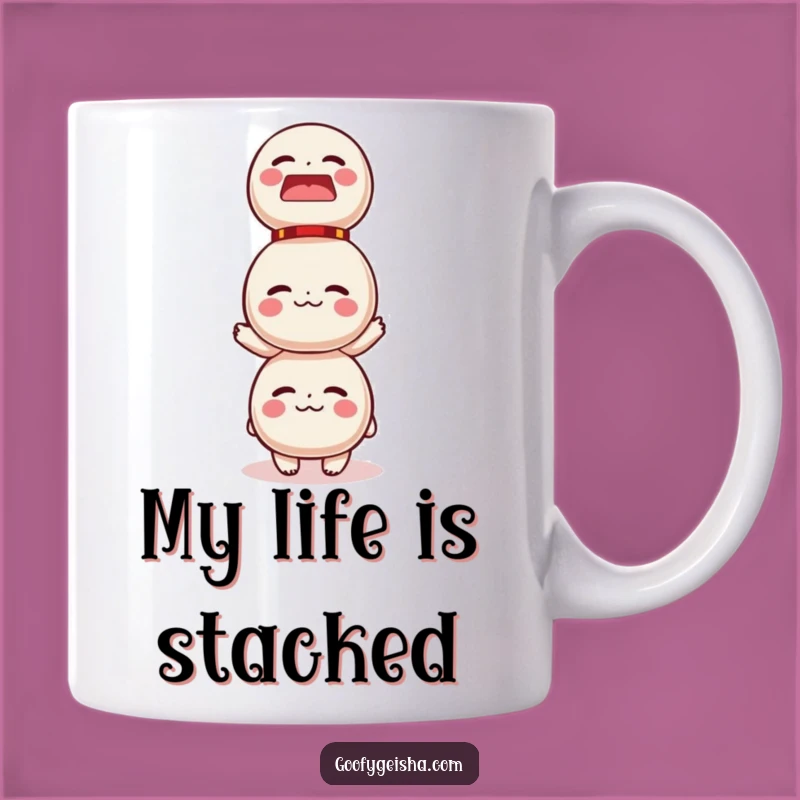 Funny Daruma Doll Balancing Act Mug - Hilarious Gift for Juggling Enthusiasts