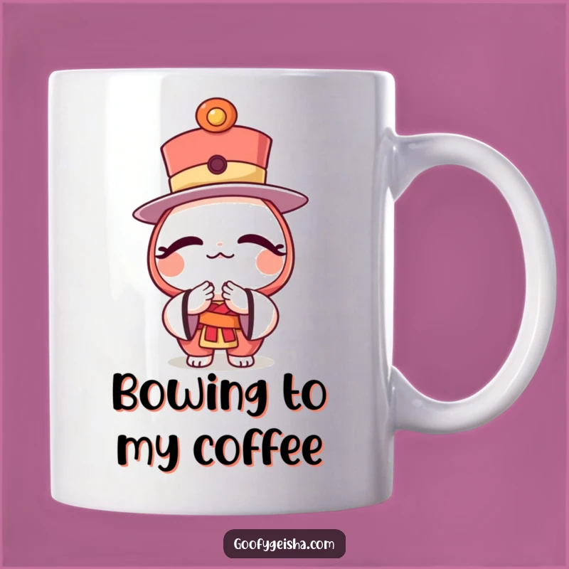 Funny Daruma Hat Mug Bowing Character Respectful Gift