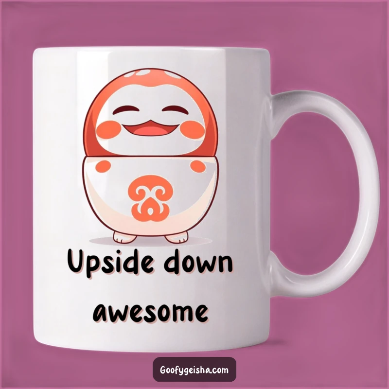 Funny Daruma Mug: Upside Down Cheer, Perfect Gift for Optimists