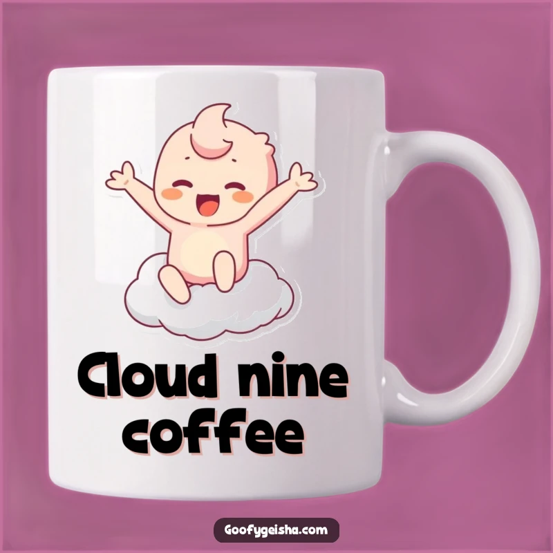Funny Kawaii Cloud Leap Mug: Hilarious Joyful Gift for Dreamers