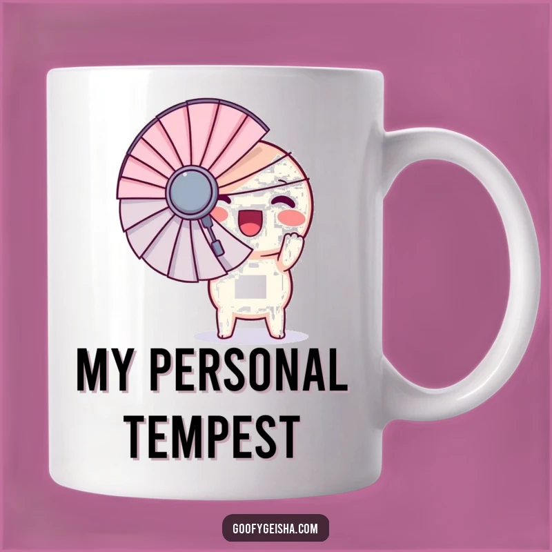 Funny Kawaii Giant Fan Mug - Round Character Excitement Gift Idea