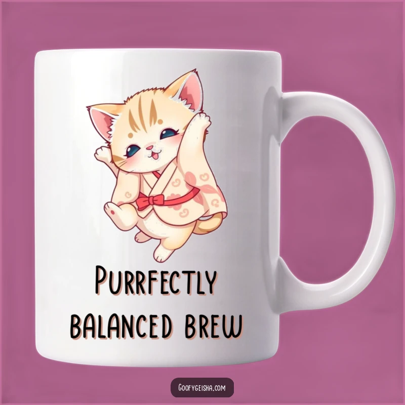 Funny Kitten Kimono Mug: Adorable Acrobatics for Your Coffee!
