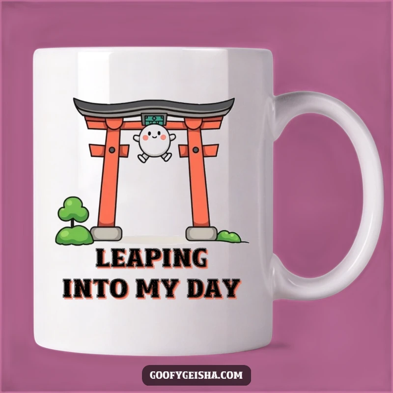 Funny Jumping Character Mug Torii Gate Adventure Gift
