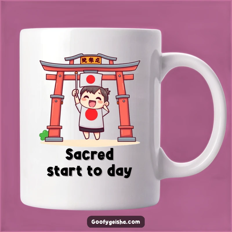 Funny Torii Gate Flag Mug - Cultural Fun and Unique Japanese Gift