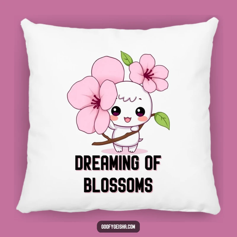 Funny Accent Pillow: Kawaii Character Blossom Tap Comfort