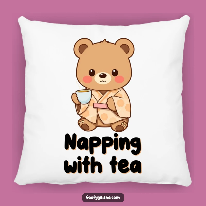 Funny Bear Kimono Pillow: Cozy Tea Comfort, Adorable Humorous Gift