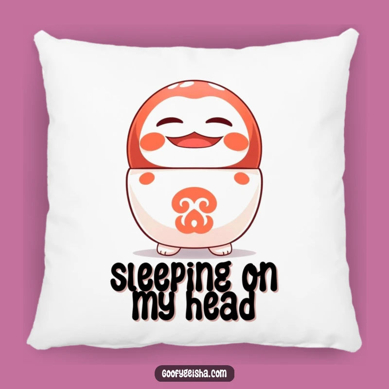 Funny Daruma Pillow: Upside Down Grin, Hilarious Home Decor Gift