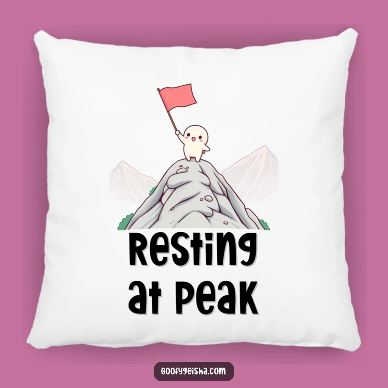 Funny Kawaii Victory Pillow: Cozy & Hilarious Mountaintop Decor