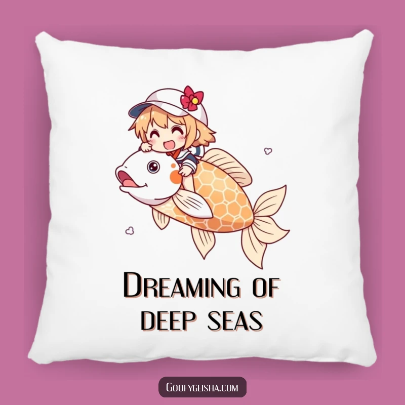 Funny Koi Rider Pillow: Cozy Character's Dreamy Ride, Adorable Funny Gift for Relaxation