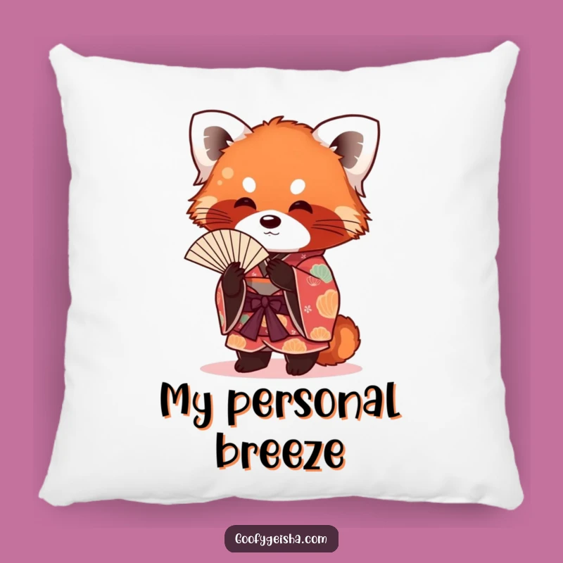 Funny Red Panda Kimono Pillow: Cozy Fanning Comfort, Adorable Humorous Gift