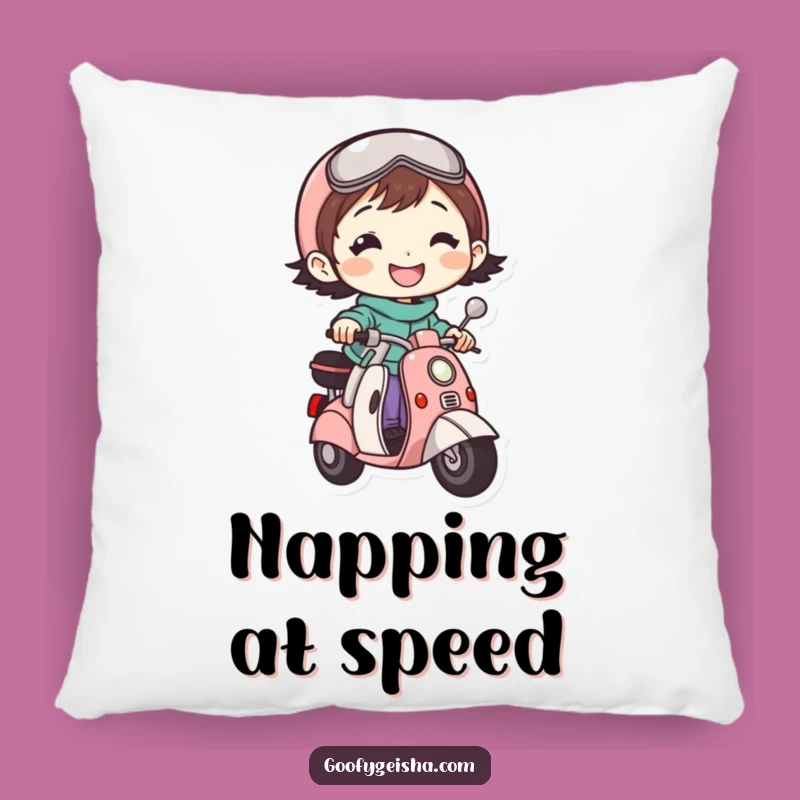 Funny Scooter Rider Pillow: Cozy Grin Character Cushion, Perfect Funny Gift for Comfort