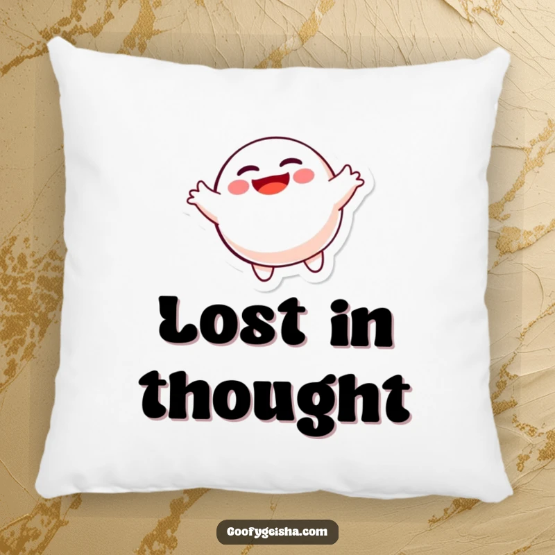 Funny spinning Daruma doll pillow, showcasing a joyful character in a playful, spinning motion for ultimate comfort.