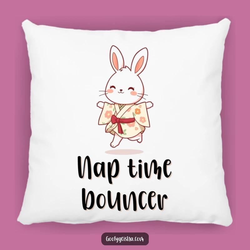 Funny Bunny Kimono Pillow: Cozy Skipping Comfort, Adorable Humorous Gift