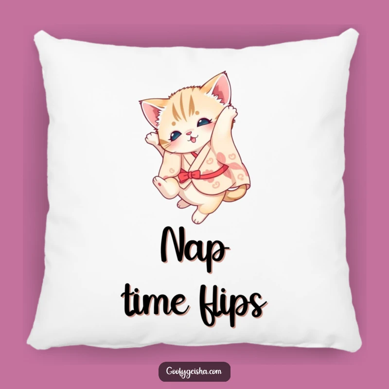 Funny Kitten Kimono Pillow: Cuddly Comfort with a Kick!