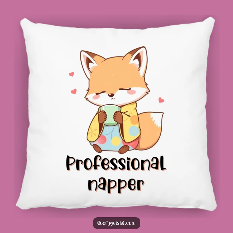 Funny Sleepy Fox Kimono Pillow - Cozy Nap Companion Cushion Gift