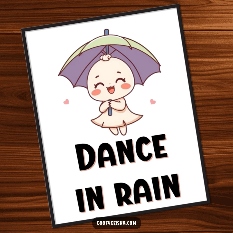 Funny Umbrella Digital Art Print of a cute umbrella character spinning with a joyful expression, bringing instant happiness and whimsy.