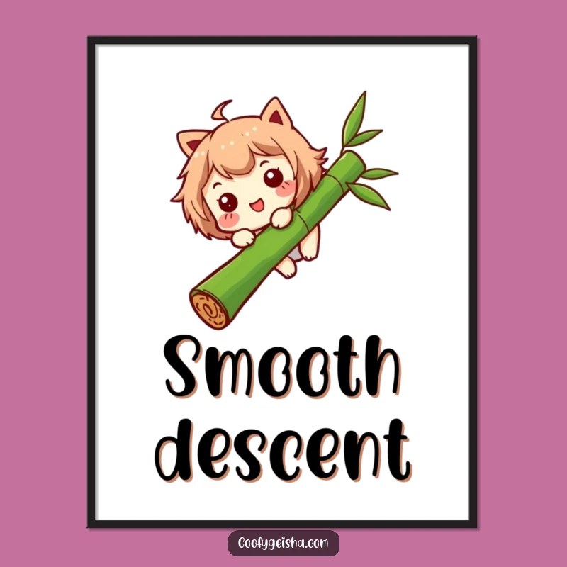 Funny Bamboo Slide Art: Comical Character Scene, Vibrant Funny Gift for Walls