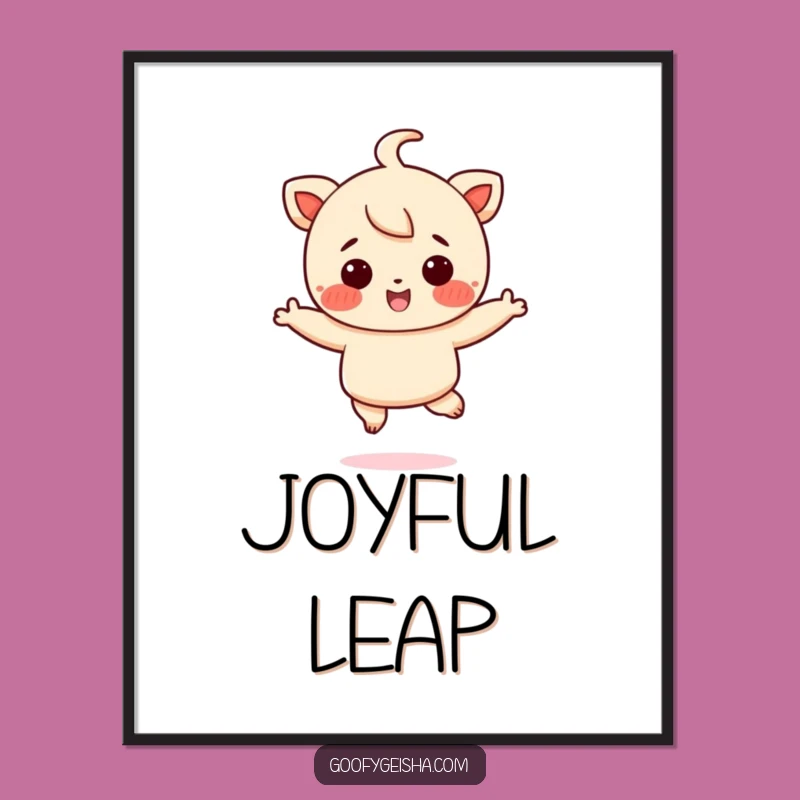 Funny Joyful Jumping Character Digital Art - Rosy Cheeks Happy Print