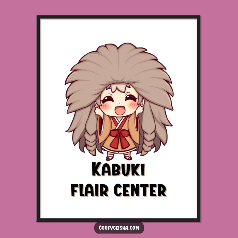 Funny Kabuki Wig Digital Art - Theatrical Print for Dramatic Walls!